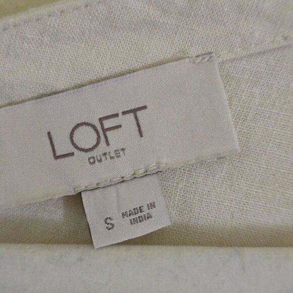Loft Balloon 3/4 Sleeve Neutral Ivory Linen Blend Blouse Size S - Picture 4 of 6